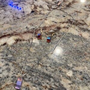 Sterling Silver Necklace and Earring Set with Gems